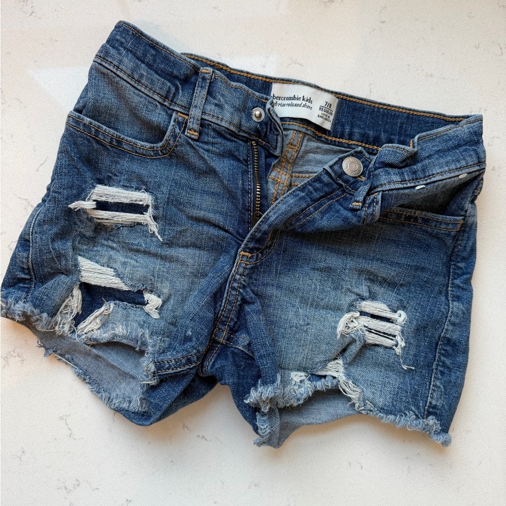 Abercrombie Kids Blue Distressed Jean Shorts